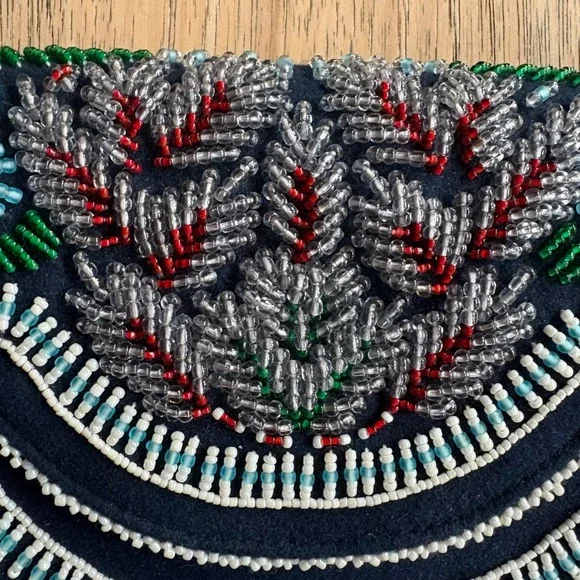 NWT TORY BURCH Indian Beaded Clutch Navy Blue Felt Purse, Designer Handbag - Picture 3 of 10